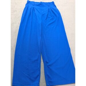 Halara High Waisted Wide Leg Pleated Culotte Pants Royal Blue Hidden Luxury sz L